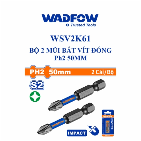 Bộ 2 Mũi bắt vít đóng PH2 50mm wadfow WSV2K61