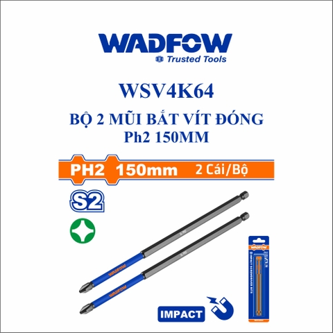 Bộ 2 Mũi bắt vít đóng PH2 150mm wadfow WSV4K64