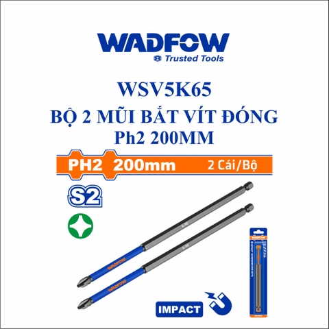 Bộ 2 Mũi bắt vít đóng PH2 200mm wadfow WSV5K65