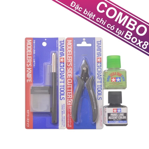 Bộ Combo Kìm Cắt Tamiya + Dao gọt Tamiya-74040-740 + Keo dán Tamiya Extra Thin Cement + Lọ kẻ lằn chìm Tamiya Panel Line Black [CB]