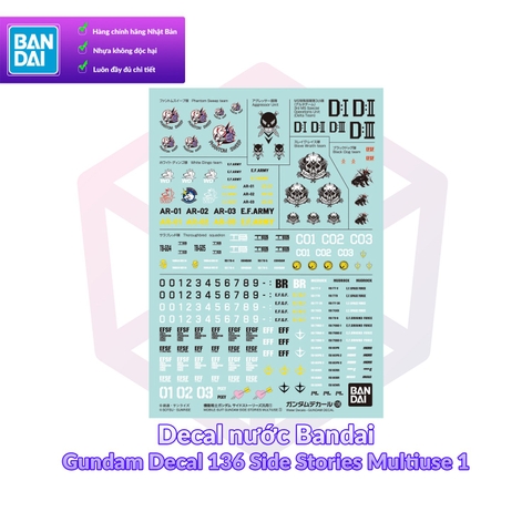 Decal nước Bandai Gundam Decal 136 Side Stories Multiuse 1 [TAM]