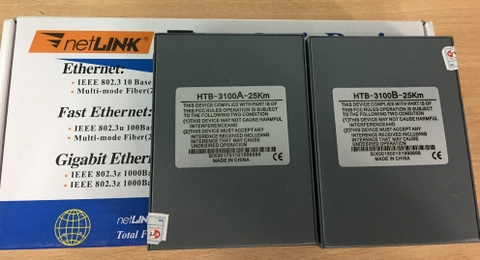 Bộ Chuyển đổi Quang Điện NetLink HTB-3100A/B Media Converter 10/100 Mbps to WDM 100FX Single-Mode 25 Km SC (2 Unit/PAIR)