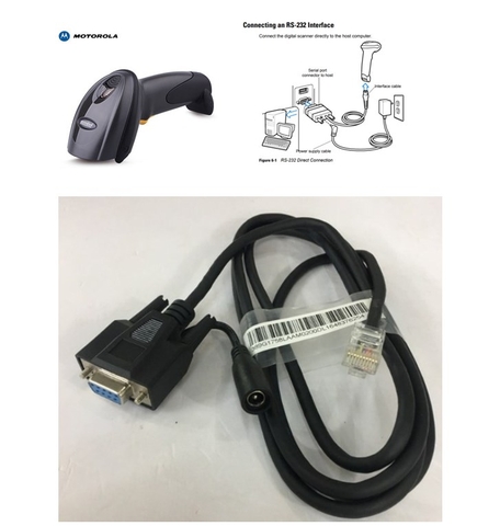 Cáp Máy Quét Symbol DS6708 Barcode Scanner CBA-R02-C09PAR Cable RS232 to RJ50 10Pin Cable with DC Power Length 1.8M