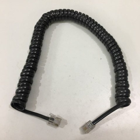 Cáp Line Điện Thoại Flat Coiled Telephone Cord RJ9 To RJ9 Black Length 2M