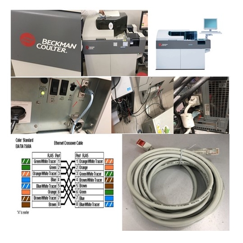 Cáp Kết Nối Máy Xét Nghiệm Sinh Hóa Tự Động BECKMAN COULTER AU-480 Với Máy Tính DATA Link RS232 Communication Ethernet Crossover Cable RJ45 to RJ45 Colour Grey Length 5M