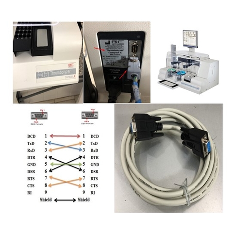 Cáp Kết Nối Máy Xét Nghiệm Đông Máu Tự Động BE Thrombolyzer Compact X Coagulation Analyzer Với Máy Tính DATA Link RS232 Communication Crossover Null-Modem Serial RS232 DB9 Female to DB9 Female Colour Grey Length 3M