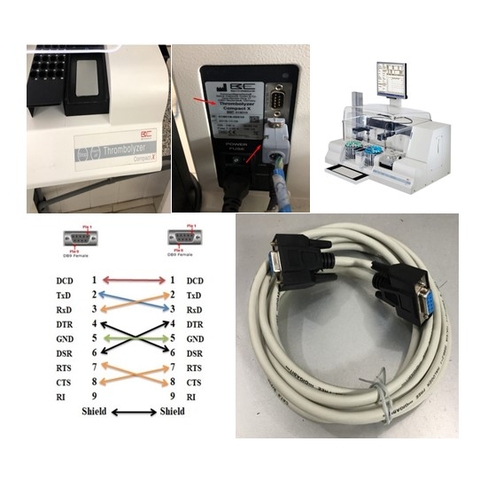 Cáp Kết Nối Máy Xét Nghiệm Đông Máu Tự Động BE Thrombolyzer Compact X Coagulation Analyzer Với Máy Tính DATA Link RS232 Communication Crossover Null-Modem Serial RS232 DB9 Female to DB9 Female Colour Grey Length 3M