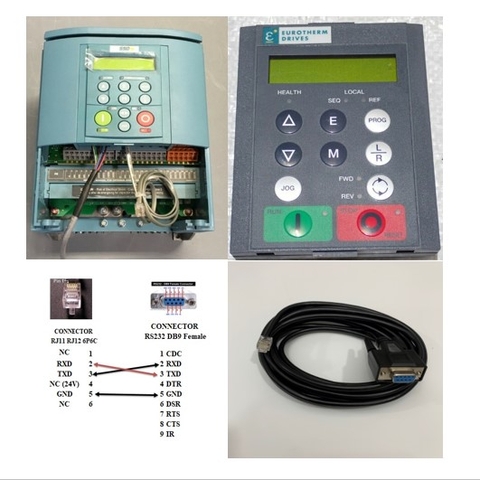 Cáp Điều Khiển Biến Tần EUROTHERM PARKER SSD 690 Series AC Drive Với Máy Tính Communication P3 Port Cable RS232 RJ11/RJ12 6P6C to DB9 Female Length 4M