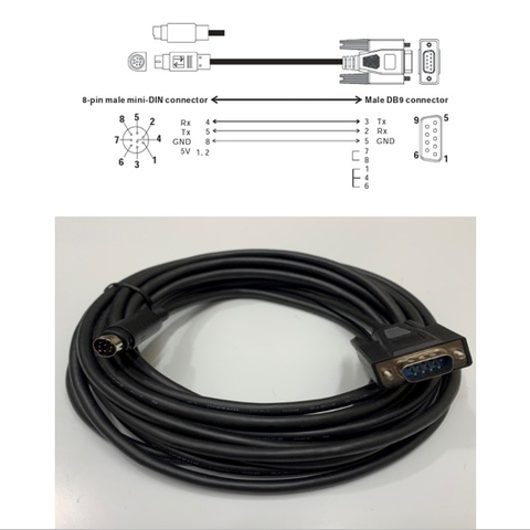 Cáp Lập Trình DOP-DVP UC-MS020-06A 7ft Dài 2M Delta DOP Touch screen to DVP series PLC Programming Cable RS232 MD8M to DB9 Male Có Chống Nhiễu Shielded