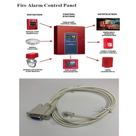 Cáp Điều Khiển Báo Cháy 10-1874A Interface Cable C-link Software RS232 BD9 to RJ11 Dài 2M For Fire Alarm Control System CyberCat 1016 CyberCat 254