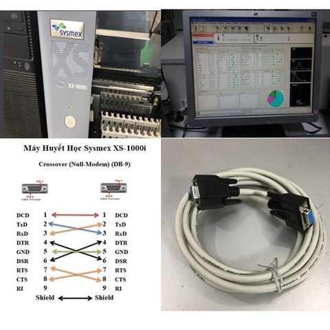 Cáp Kết Nối Máy Huyết Học Sysmex XS-1000i Với Máy Tính DATA Link RS232 Communication Crossover Null-Modem Serial RS232 DB9 Female to DB9 Female Colour Grey 3M