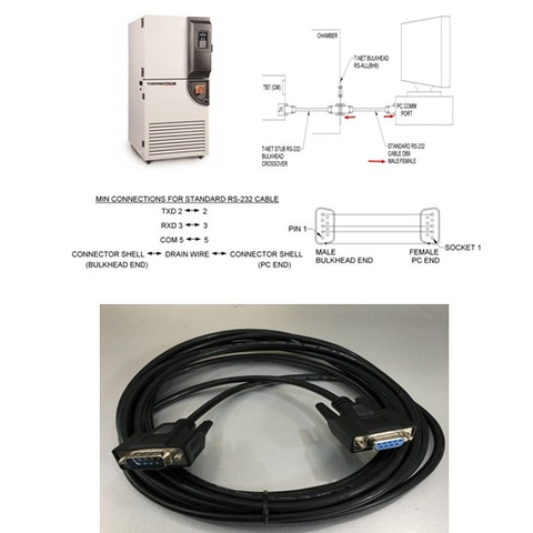 Cáp Kết Nối RS232 Straight Through Cable DB9 Female to Male 5M For Điều Khiển Buồng Thử Nghiệm Sốc Nhiệt ThermoTrak II CM 3800 8200 8800 8825 Với PC RS232 Port