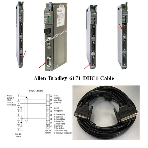 Cáp Lập Trình Allen Bradley 6171-DHC1 RS232C Cable DB15 Male 2 Row 15 Pin to DB25 Male Length 5M