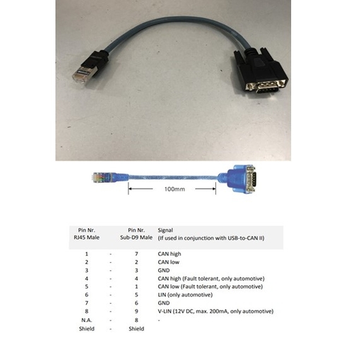 Cáp Kết Nối IXXAT 1.04.0074.01000 CAN Adapter Cable RS232 DB9 Male to Rj45 Plug 20Cm For HMS Networks CAN V2 Interface Profesional