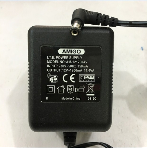 Adapter AC To AC 12V 1200mA AMIGO AM-121200AV ITE Power Supply Connector Size 5.5mm x 2.1mm 90 Degree