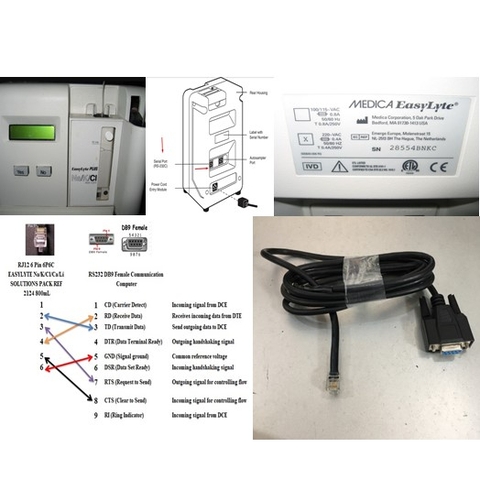 Cáp Truyền Dữ Liệu Kết Quả Phâm Tích Máy Điện Giải MEDICA EasyLyte Na/K/CL Analyzer Electrolyte Analyzer Với Máy Tính Cable RJ12 6 Pin 6P6C to Serial RS232 DB9 Female 1.8M