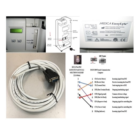 Cáp Kết Nối Máy Phân Tích Điện Giải Đồ EASYLYTE PLUS NA/K/CL EasyLyte Với Máy Tính Cable RJ12 6 Pin 6P6C to Serial RS232 DB9 Male Colour White 5M