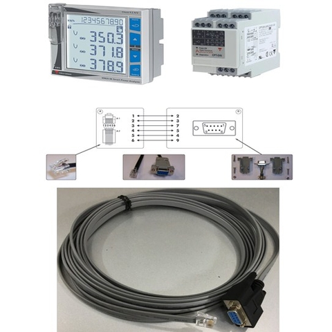 Cáp Điều khiển CARLO GAVAZZI CONTROL CPT Series WM Series Cable RJ12 6 Pin 6P6C to Serial RS232 DB9 Female 5M For Định Dạng Dữ Liệu Với Tấc Độ Truyền Và Địa Chỉ Được Cố Định