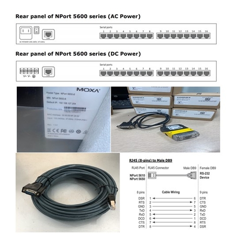 Cáp Kết Nối Serial Cable RS-232 CBL-RJ45M9-150 RJ45 8 Pin to DB9 Male Cable 20M For Moxa NPort 5600 Series Với Máy Đọc Mã Vạch Gắn Cố Định Cognex DMR 150 series