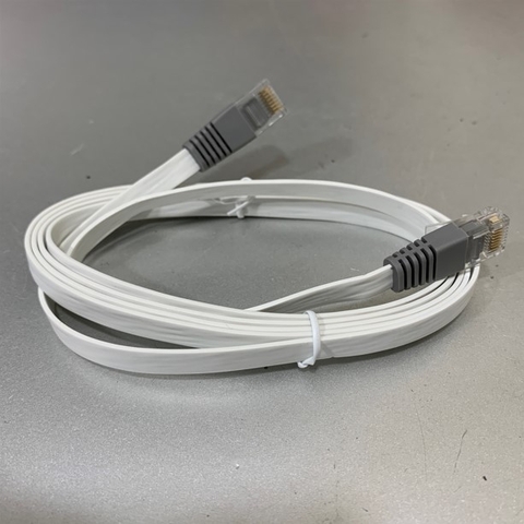 Cáp Mạng Dẹt RJ45 CAT5E Flat Slim Ethernet Network Internet Patch Cord Cable White Length 1.5M