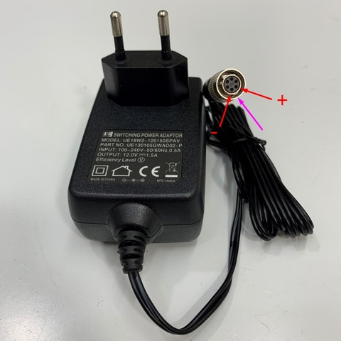 Adapter 12V 1.5A 18W UE18W2 Connector Size Hirose HR10A-7P-6S73 6 Pin Female For Omron Sentech STC/FS Series Industrial Camera Power Supply Connector HR10A-7R-6PB Hirose