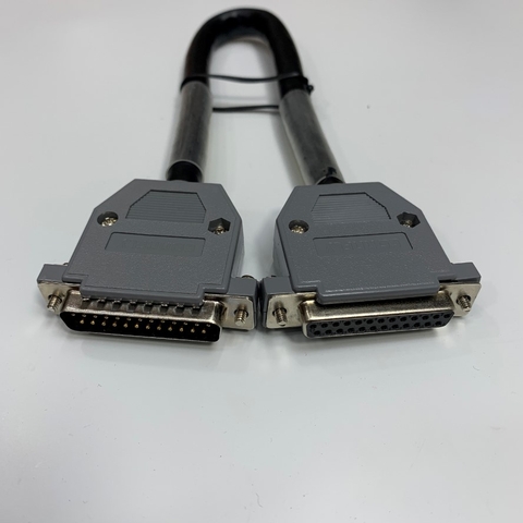 Cáp 0.3M 1ft DS-SS2 0.3M Shielded Cable Extension Serial DB25 Male to DB25 Female  Black E23407 2464 80℃ 300V 24AWG x 25 Core OD Ф 10.5mm For I/O Servo Drive and Laser 3 Axis CO2 Laser Marker Controller