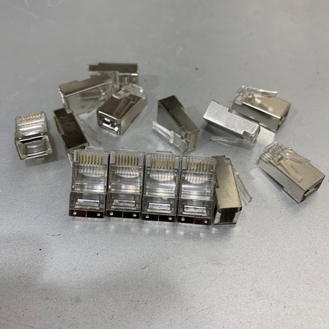 Đầu Bấm Mạng Bọc Nickel Plated Shielded RJ45 CAT5E 8P8C Modular Plug Network Connector 100pc
