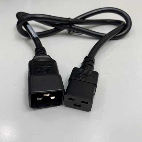 Dây Nguồn Máy Chủ Dài 1M 3.3ft Server Dell EMC Lian Dung AC Power Cord Cable 038-004-004 Jumper Cord IEC C19 to C20 16A 250V 14AWG 3x2.08mm² 105°C UL CSA OD 9.5mm For Rack PDU UPS APC