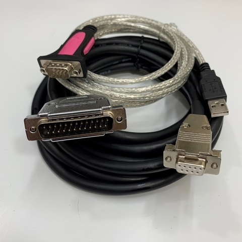 Cáp USB to RS232 Converter + Cáp Điều Khiển Chất Lượng Cao CNC DNC Setting RS232 Serial Cable DB9 Female to DB25 Male 17Ft Dài 5M For Fanuc Data Software/Hardware & Machines