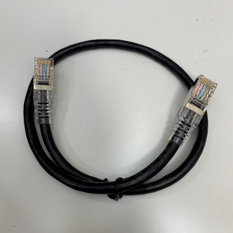Cáp 0.3M 1ft UC-EMC003-02B Ethernet Network Cable Black CAT5E Shielded S/FTP Gigabit LAN RJ45 Patch 4PR 24AWG Black For Servo, PLC, HMI, Ethernet Network Cable