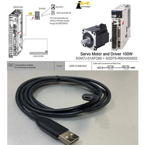 Cáp Kết Nối Lập Trình JZSP-CVS06-02-E 1.2M Kết Nối Computer Với Yaskawa AC Servo Connection Cable USB Type A to Mini B Dài 1.2M