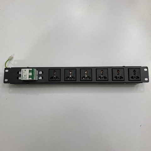 Thanh Nguồn PDU Rack Mount 19 inch 1U Universal 6 Way UK Outlet Có Cầu Dao Aptomat Tự Động MCB SINGI Công Suất Max 20A For Rackmount Power Supply PC Industrial