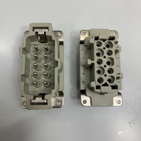 Đầu Nối Điện Công Nghiệp Chịu Nhiệt Cao Connector Harting Han 10 Pin Male to Female 16A 500V 6KV 3