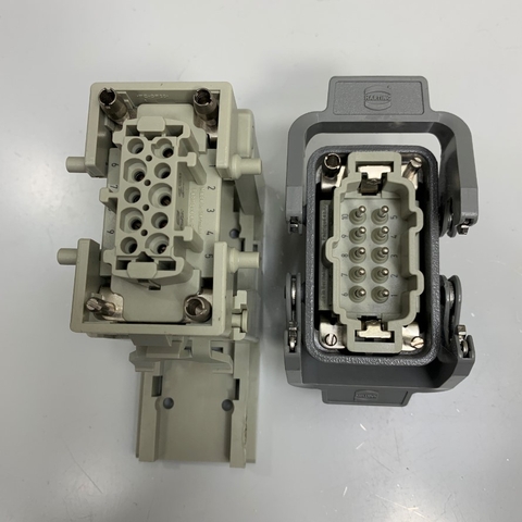 Đầu Nối Điện Công Nghiệp Chịu Nhiệt Cao 10 Pin 16A 500V 6KV3 Harting Han 10E-M-S 09 33 010 2601 Male Connector + Harting Han 10E-F-S 09 33 010 2701 Female Connector