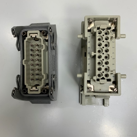 16 Pin 16A 500V 6KV3 Harting Han 16E-M-S 09 33 016 2601 Male Connector + Harting Han 16E-F-S 09 33 016 2701 Female