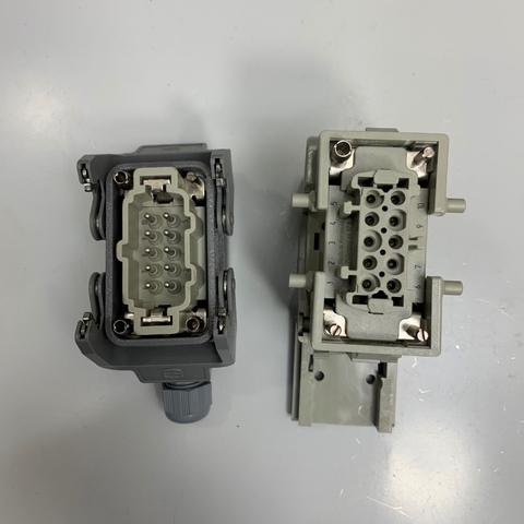 Đầu Nối Điện Công Nghiệp 10 Pin 16A 500V 6KV3 Harting Han 10E-M-S 09330102601 Male Connector + Harting Han 10E-F-S 09330102701 Female Connector