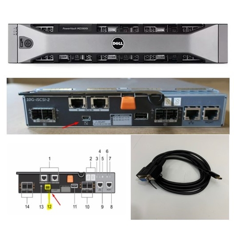 Cáp VPNP6 Password Reset Dell Service Cable Mini USB to DB9 Female Serial Console 2M For Dell Powervault MD3200i MD1000 MD3000 MD3000i CT109 PN: 0VPNP6 VPNP6