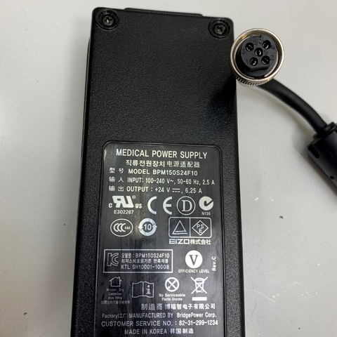 Adapter 24V 6.25A 150W MADICAL BPM150S24F10 Connector Tip Size 5 Pin Female For Màn Hình Phòng Mổ Và Nội Soi ADVAN AMM240WTD AMM261WTD LCD Color Medical Monitor