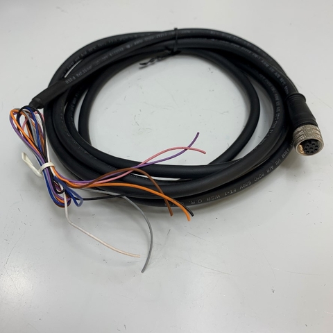 Cáp M12 A-Code 8 Pin Female Circular plug-in connector to 8 Core Open End Dài 3M 10ft For Bộ Định Vị Điện Khí Nén Burkert Type 8694 - Digital Electropneumatic Positioner