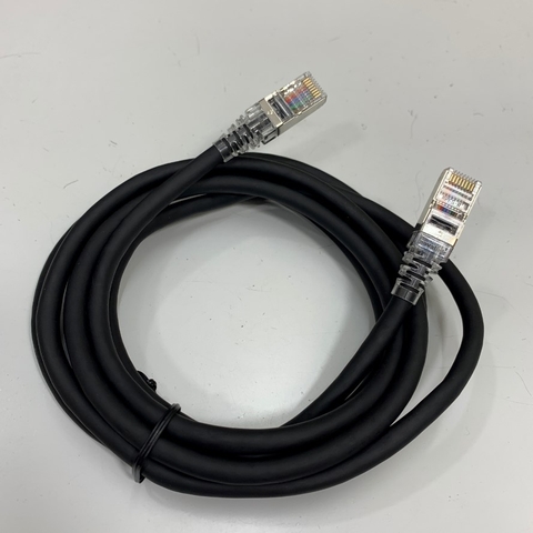 Cáp Mạng Công Nghiệp CAT5E Shielded Cable Industrial Ethernet RJ45 Gigabit Lan Network S/FTP PVC Black 24AWG Dài 1.5M 5ft For Servo, PLC, HMI, Ethernet Network Cable