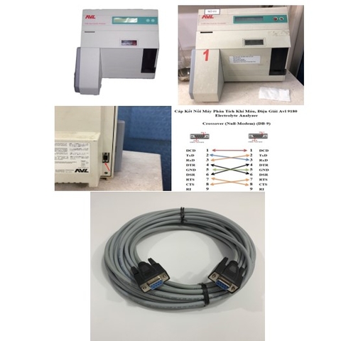 Cáp Kết Nối Điện Giải Avl 9180 Electrolyte Analyzer Giao Diện RS232 Trao Đổi Dữ Liệu Với Máy Tính Communication Crossover DB9 Female to Female Dài 10M