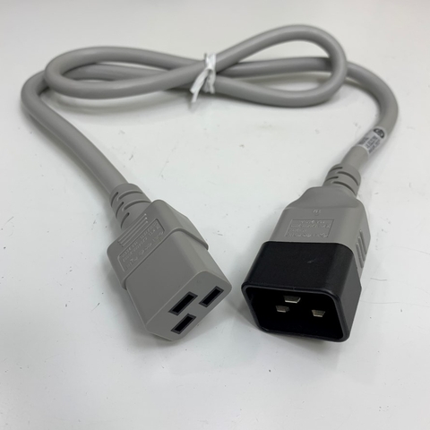 Dây Nguồn APC Extension Cabinet Jumper Power Cord C19 to C20 3.3Ft Dài 1M 16A 250V 14AWG 3x2.08mm² Cable OD 9.5mm Conditions 105°C LIAN DUNG Gray AP9877 in Taiwan