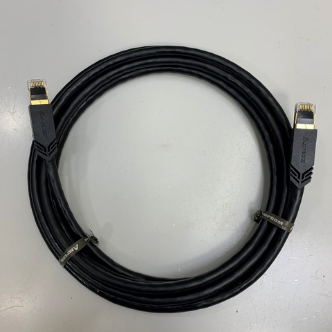 Dây Nhẩy Dài 1.5M 5ft CAT7 Shielded Twisted Pair Networking Cable RJ45 10 Gigabit 600MHz S/FTP 4PR 26AWG OD Ø 7.5mm Black For Industrial Network Cable