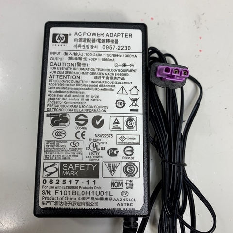 Adapter 32V 1560mA HP Connector Tip Size 3 Pin For Máy Scan HP 2 Mặt Tự Động ScanJet Pro 3500 F1 4500 Fn1 Enterprise Flow 5000 S2 S3 7000 S2 Scanner L2738A L2715A ScanJet Pro 3000 S3