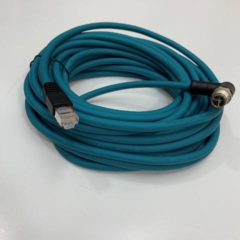 Cáp Right Angle M12 8 Pin Male X-Coded to RJ45 Industrial Ethernet CAT6 Shielded Cable OEM Cognex CCB-84901-2002-10 Dài 10M 33ft For Cognex Industrial Camera