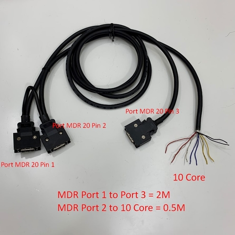 Cáp MDR Y Splitter Cable Dual 2 Port MDR 20 Pin to MDR 20 Pin + 10 Core Open End Dài 2M 0.5M For Servo Motor Cable