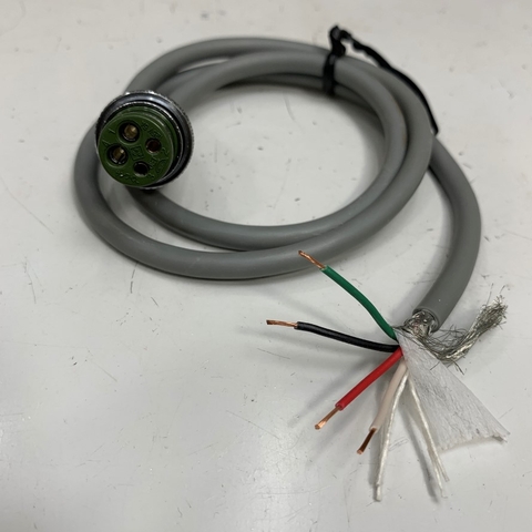 Cáp 1M 3.3ft Connector Sanwa 41-6590 4 Pin Female 125V 5A to 4 Core Ends Cable FUJI E.W.C 4 x 0.3mm² MVVS OD Ø 6.3mm Gray For CNC Industrial, Robot Industrial Cable