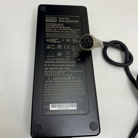 Adapter 24V 6.67A 160W Mean Well Connector Size Switchcraft 3 Pin Female Circular OEM NDS Power Supply MW155RA2400F02 For Màn Hình Phẫu Thuật Nội Soi NDS Radiance Surgical Display Monitor