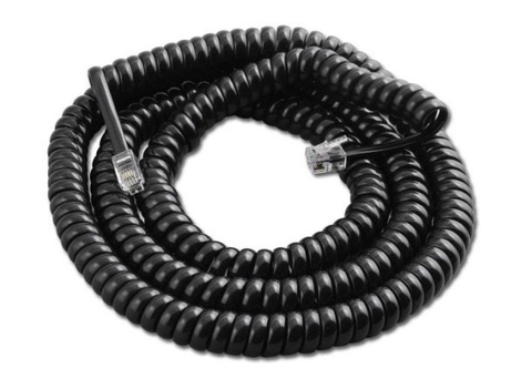 Cáp Line Điện Thoại Flat Coiled Telephone Cord RJ9 To RJ9 Black Length 1.8M