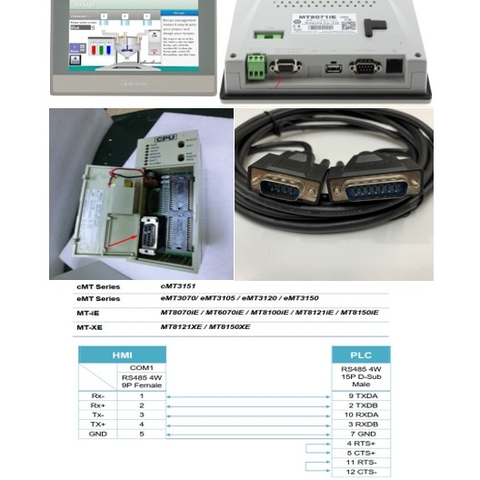 Cáp Lập Trình HMI Weintek Weinwiew Series Với PLC Panasonic Matsushita Nais FP3 CPU Series Cable RS485/ RS422 DB9 Male to DB15 Male D-Sub 15 Pin 2xRow Dài 3M Có Chống Nhiễu Shielded